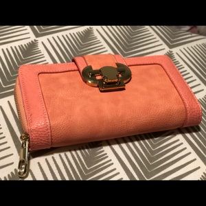 NWOT coral & gold wallet